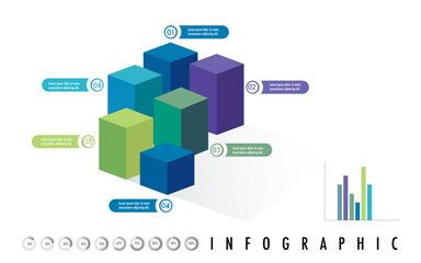 Wall Mural - business minimal plan infographic design template 6 colorful elements.