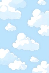 Canvas Print - Fluffy White Clouds Float Across a Light Blue Sky