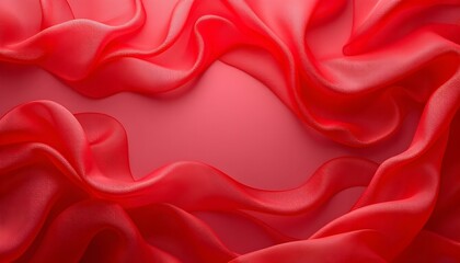 Abstract background featuring semi-transparent red silk fabric with flowing drapery and soft, elegant texture. Red unusual background with subtle rays of light