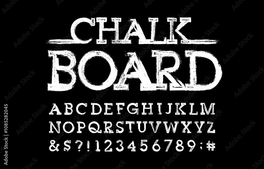 Vintage Chalk alphabet font. Retro letters and numbers. Stock vector ...