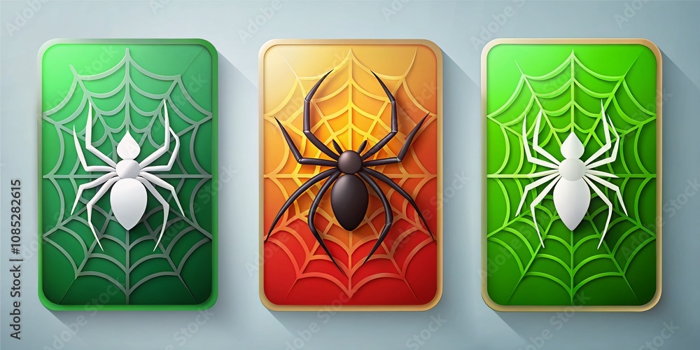 Minimalist Spider Solitaire Game Icons - RPG Assets Stock Illustration ...