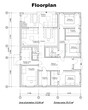 © Lydia Sokor - Vector blueprint of a one story building floor plan