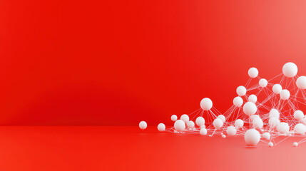 Network Connection Spheres on Red Background