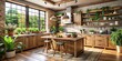 © Caitlin - Stylish Wooden Kitchen with Modern Appliances, Lush Plants, and Natural Light for Elegant Home Cooking Inspiration