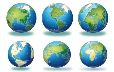 Wall Mural - colorful global earth maps representing different continents showcasing geography and landmasses wit