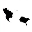 © OnuTH - Silhouette of Two Distinct Landmasses on a White Background, Representing Geographic Diversity and Natural Elements