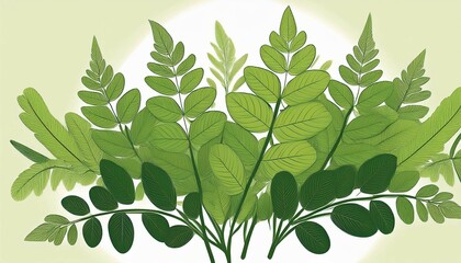 Wall Mural - green leaves isolated on white