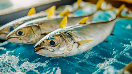 Wall Mural - Business-style magazine cover showcasing the introduction of Maldives fish products to international markets.