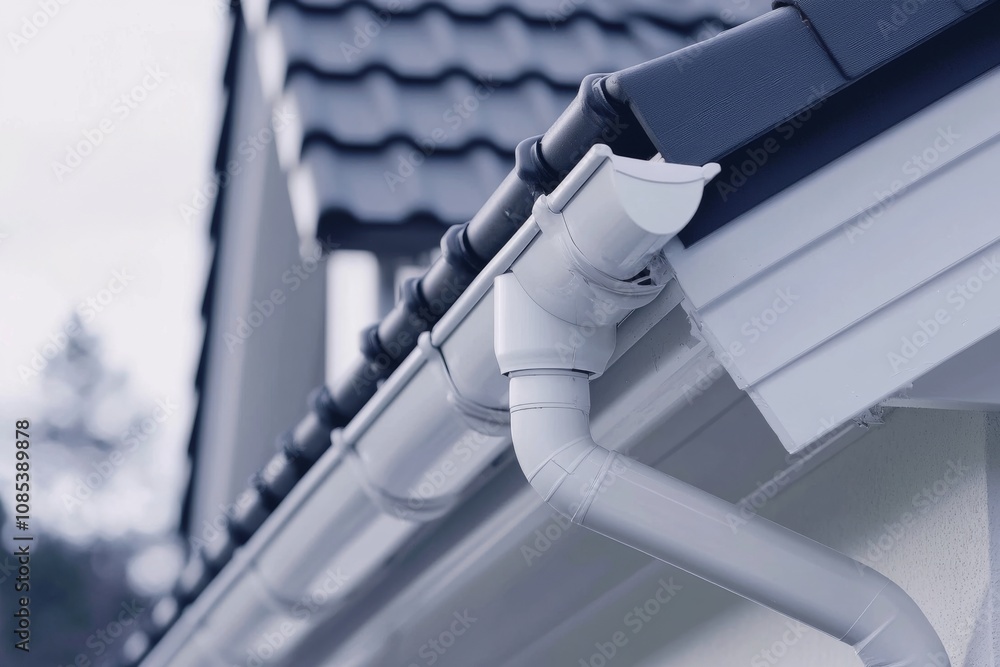 Storm Gutter Contemporary Gutter Installed on a Residential House Roof to Enhance ...