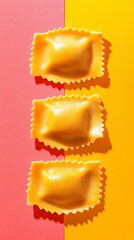 Wall Mural - Ravioli Trio on Vibrant Background 