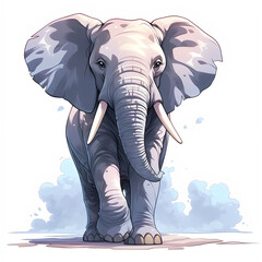 AI Generate illustration of elephant walking on savanna,
Water color cartoon elephant