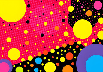 Canvas Print - Colorful Polka Dots Art with cool isolated pop art style background