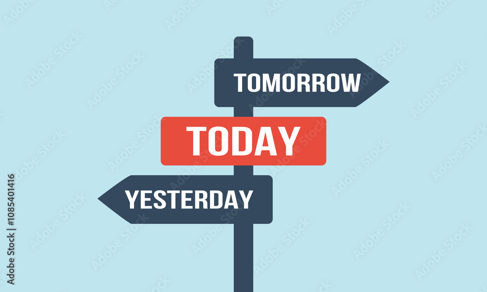 yesterday today tomorrow signpost, successful choice vector concept ...