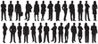 © Pro Silhouettes - Silhouettes of people working group of standing business people vector illustration on isolated white background. Businessman and businesswoman working people standing.