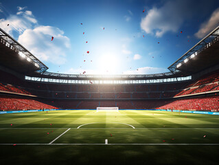 Generous Soccer ball on dark stadium background on grasses