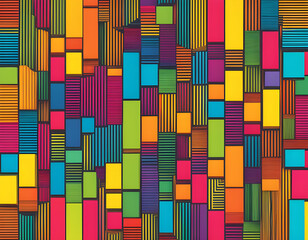 Wall Mural - colorful Line Block with cool isolated pop art style background