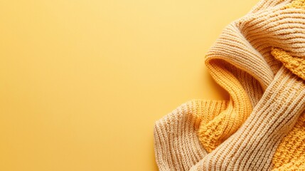 Fototapete - Cozy Knit Fabric on Pastel Yellow Background