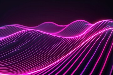 Canvas Print - experience the elegance of a wave of glowing lines, small particles flowing seamlessly in an abstrac