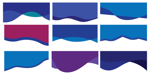 Wall Mural - set of web dividers shape. collection of web curve wave lines, abstract design element for top, bott