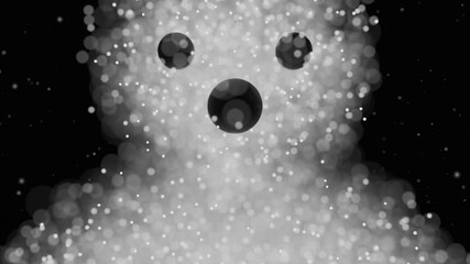 Wall Mural - bokeh snowman. snowman made of bokeh balls.