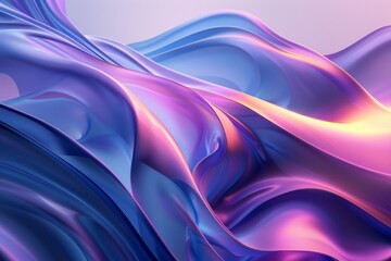 Canvas Print - a dynamic drapery background with flowing abstract shapes, vibrant gradients of blue and purple, sof
