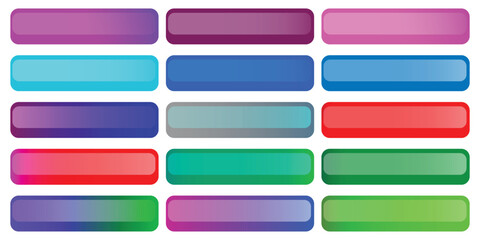 Leinwandbilder - Set of Glossy rectangle buttons sign for web, 3d click button icons. Emblem Badge, Game button illustration. Vector empty web ui button collection.