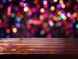 © Mst - Gorgious a rustic wooden table on a bokeh lights background
