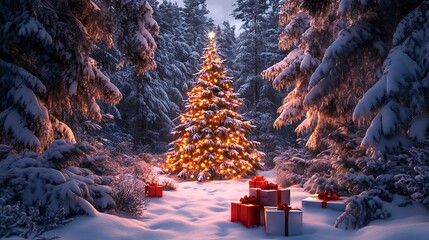 Canvas Print - Christmas tree in the snow