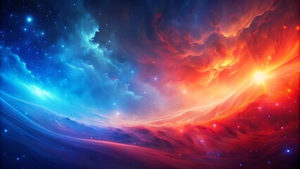 Wall Mural - cosmic dance of red and blue nebulae, a celestial tapestry of starry dust and glowing gas
