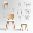 © bajita111122 - Futuristic furniture design studio, robots assembling wooden chairs and tables from holographic blueprints, clean lines, minimalist, digital sketch.