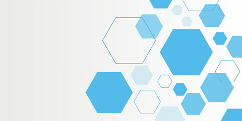 Wall Mural - abstract blue hexagon banner background.