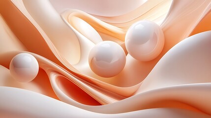 Abstract background with three dimensional shapes with bubbles ball