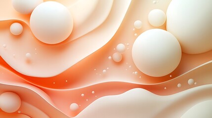 Abstract background with three dimensional shapes with bubbles ball