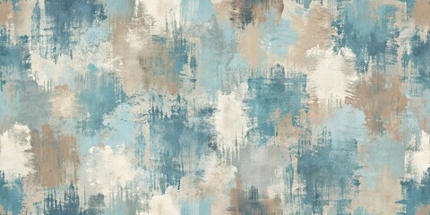 Wall Mural - Abstract Textured Background with Blurry Brushstrokes in Blue, Beige, and White Tones