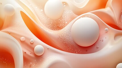 Abstract background with three dimensional shapes with bubbles ball