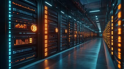 Bitcoin mining operation data center digital assets high-tech inside blockchain industry