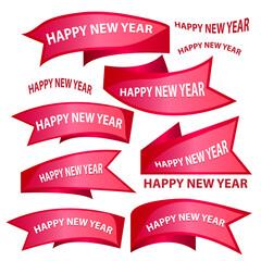 Wall Mural - Red ribbon with Happy New Year text