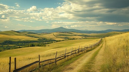  Old Wooden Fence in Scenic Hills Landscape