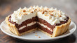 © Natalia - Decadent chocolate cream tart with whipped topping - perfect for dessert blogs, baking websites, recipe books, or culinary presentations on indulgent treats