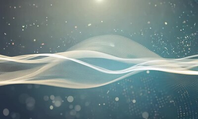 Wall Mural - abstract digital particle wave and light with flowing small particles dance motion on the wave and l