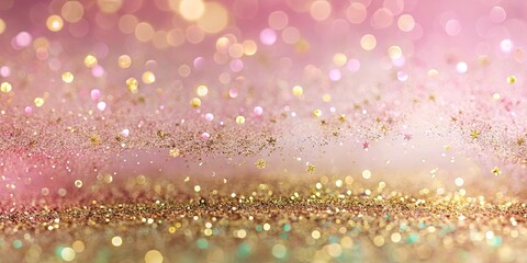 Sticker - Sparkling Glitter and Bokeh Abstract Background with Golden Stars and Shimmering Lights