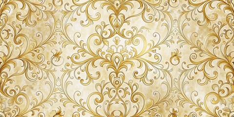 Poster - Golden Filigree Pattern on a Beige Watercolor Background