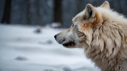 Fototapete - white wolf in the snow Arctic wolf