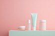 © twilight mist - Pastel Cosmetic Products Arranged on a Shelf