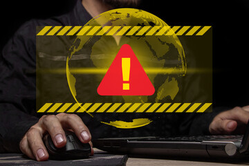 Wall Mural - computer system hack warning. the concept of a cyber attack on a computer network. malicious softwar