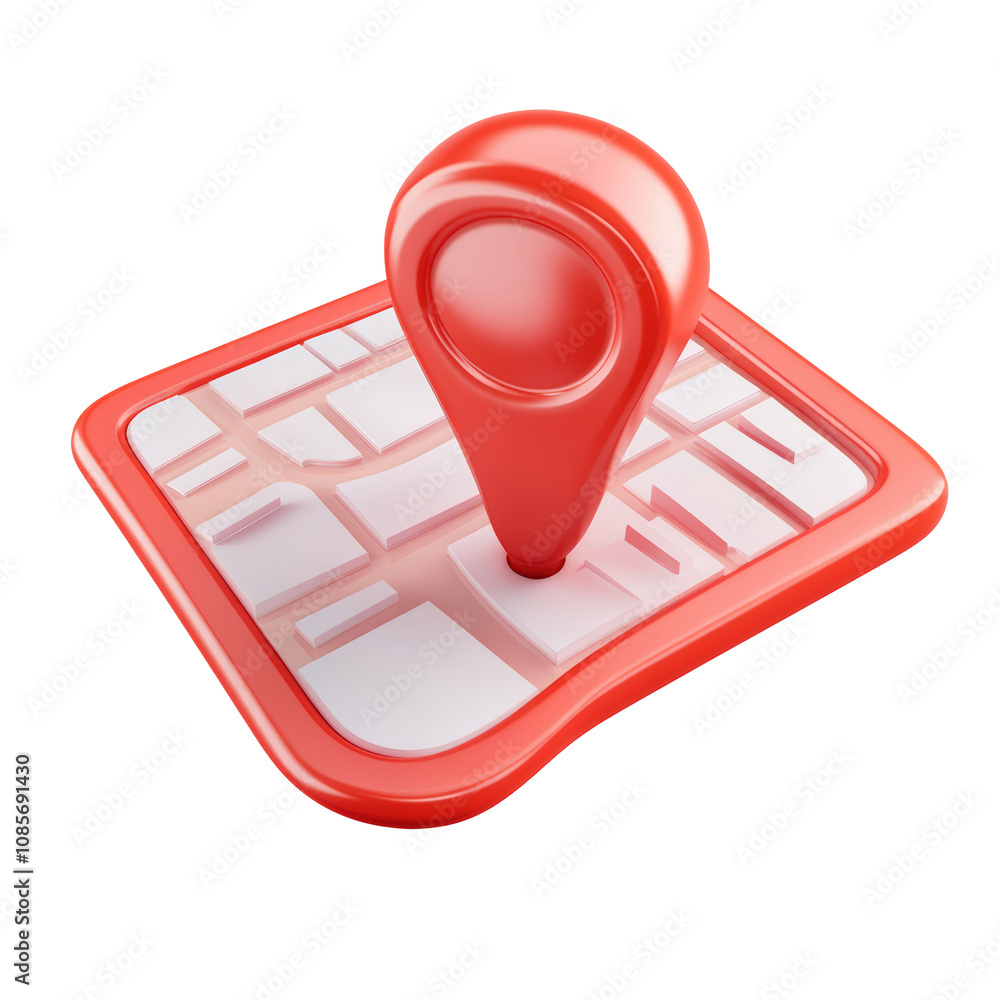 red map pointer 3d icon cartoon style floating on transparent ...