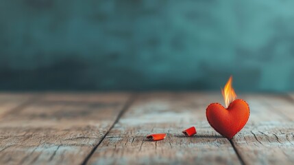 Wall Mural - Heart with fire symbolizing strong feelings