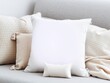 © PuriStudio - Assorted cushions in various shades of grey on a plain background, accessories, square, home