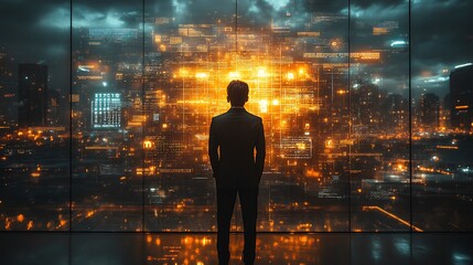 Business Security Digital Locks and Encryption Codes on a Transparent Interface