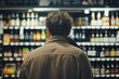 © Daria - Man observing beverage selection in supermarket aisle  wine or beer choices explored